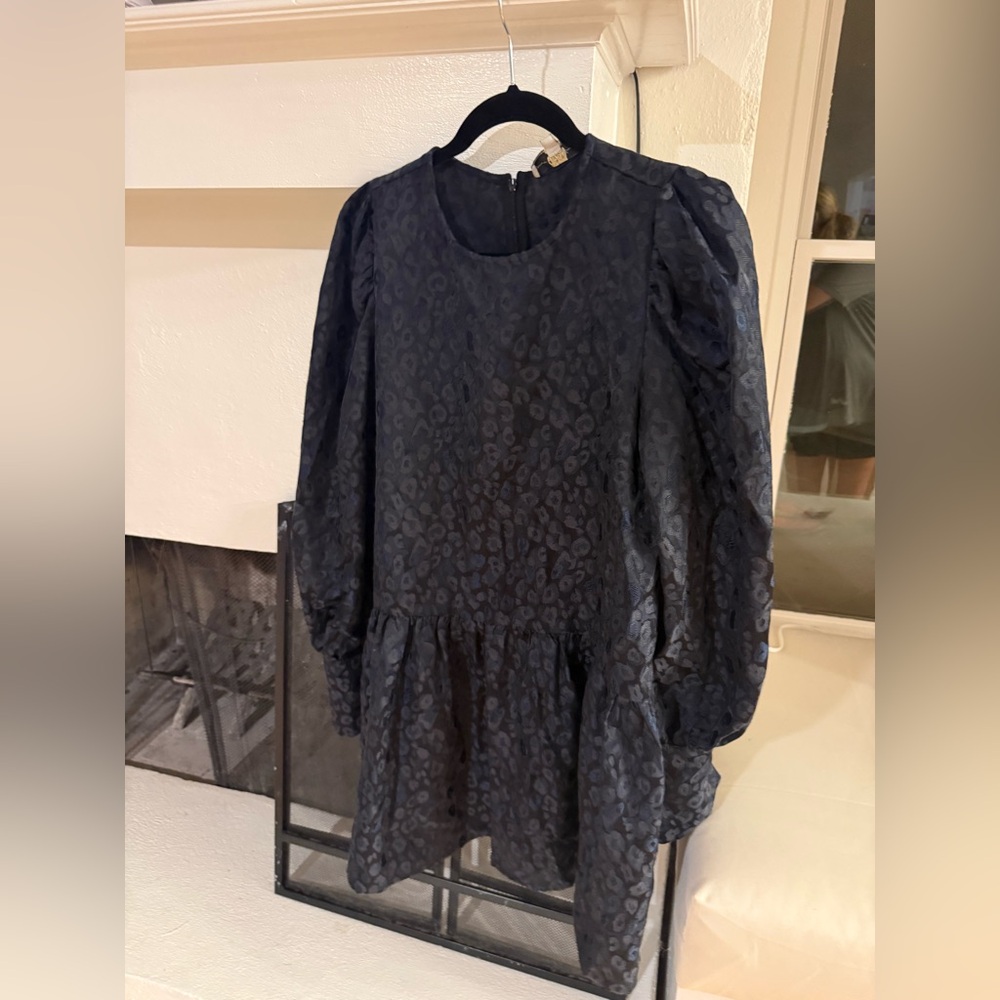 Black Patterned Long Sleeve Dress